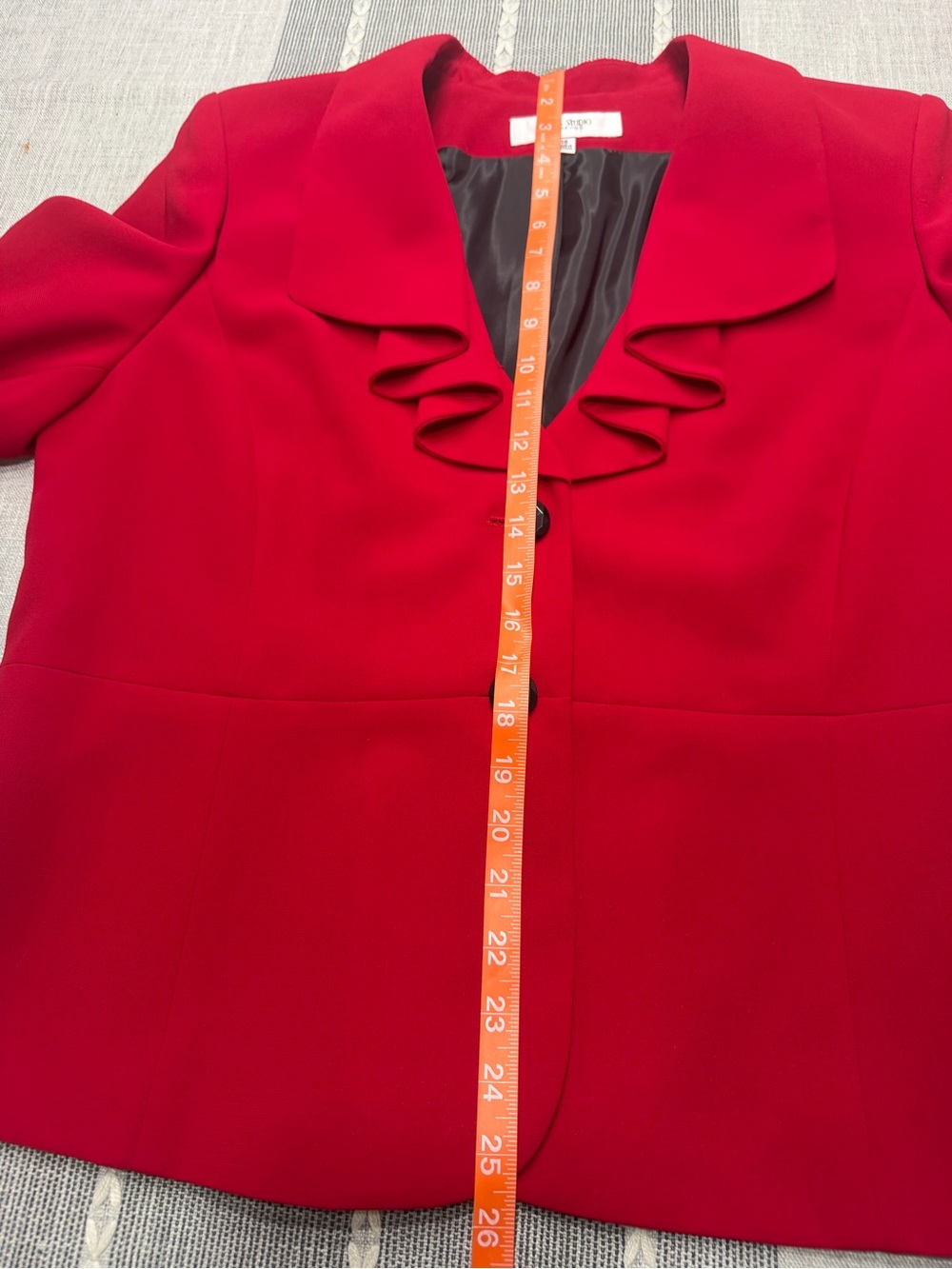 Jones Studio Ruffle-Trim Red Blazer - Picture 7 of 10